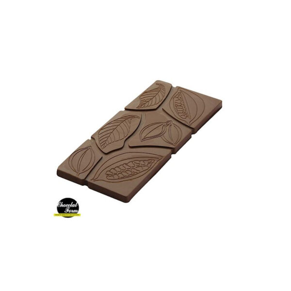 CHOCOLATE WORLD - Chocolate mould tablet 50 gr leaves and cocoa bean CF0810